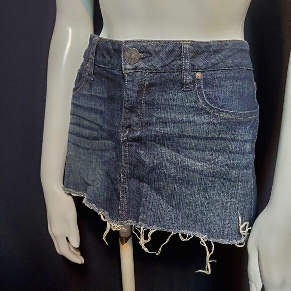 Refuge Blue Raw Edge Denim Skirt (9) - Picture 1 of 5